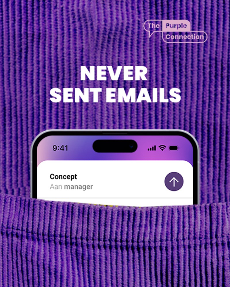 The Purple Connection: Never sent e-mails Banner